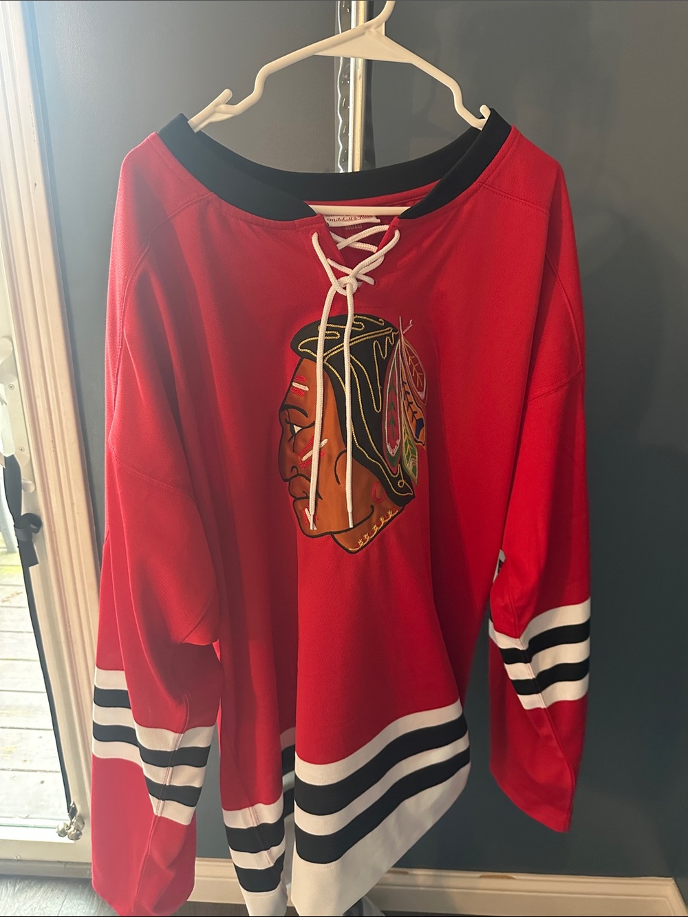 Mitchell & Ness Red Chicago Blackhawks Lace-Up Hockey Jersey